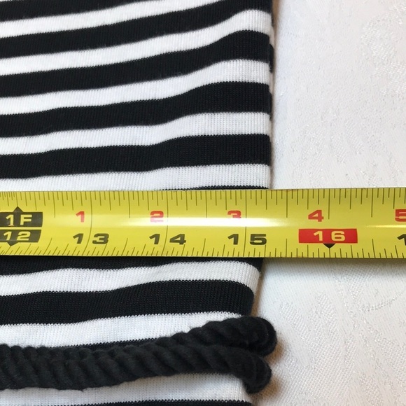 LRL NEW Black and White Striped Belted Cotton Mini Dress Size M Petite - Picture 12 of 15